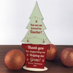 Red Ocean Christmas Gift For Amazing Teacher Wood Christmas Tree Thank You - thumbnail 3
