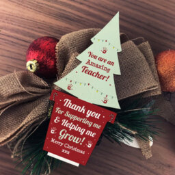Red Ocean Christmas Gift For Amazing Teacher Wood Christmas Tree Thank You - thumbnail 4