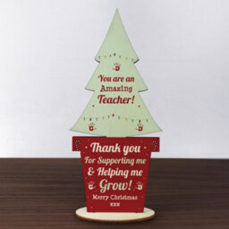 Red Ocean Christmas Gift For Amazing Teacher Wood Christmas Tree Thank You - thumbnail 5
