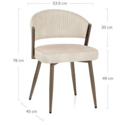 Atlantic Lusso Dining Chair Cream Velvet & Gold Legs - thumbnail 8