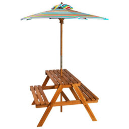 Vidaxl Kids Picnic Table With Parasol 79X90X60 Cm Solid Acacia Wood - thumbnail 2