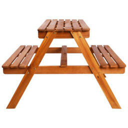 Vidaxl Kids Picnic Table With Parasol 79X90X60 Cm Solid Acacia Wood - thumbnail 5