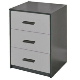 Urbn-Living Urbnliving Height 56Cm 3 Drawer Wooden Bedroom Bedside Cabinet Furniture Black Carcass And Grey Drawers Storage Nightstand - thumbnail 1