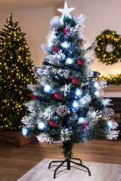 Christmas Tree World The 4Ft/120Cm Snowy Led Frosted Pine Fibre Optic Tree - thumbnail 1