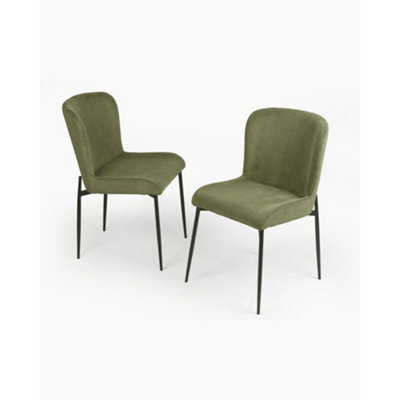 Evre Green Freddie Dining Chairs Set Of 2, Upholstered, Corduroy, Stain-Resistant, Metal Frame, Non-Marking Foot Caps - 9 Colours - image 1