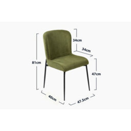 Evre Green Freddie Dining Chairs Set Of 2, Upholstered, Corduroy, Stain-Resistant, Metal Frame, Non-Marking Foot Caps - 9 Colours - thumbnail 7