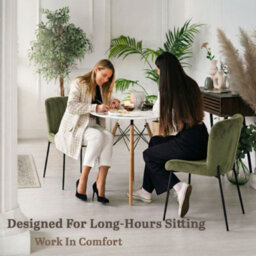 Evre Green Freddie Dining Chairs Set Of 2, Upholstered, Corduroy, Stain-Resistant, Metal Frame, Non-Marking Foot Caps - 9 Colours - thumbnail 9