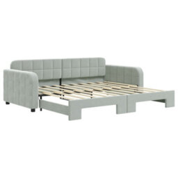 Berkfield Daybed With Trundle Light Grey 90X190 Cm Velvet - thumbnail 2