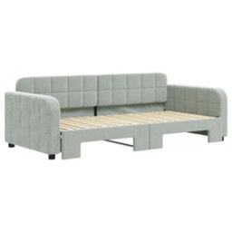 Berkfield Daybed With Trundle Light Grey 90X190 Cm Velvet - thumbnail 3