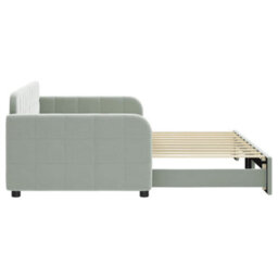 Berkfield Daybed With Trundle Light Grey 90X190 Cm Velvet - thumbnail 4