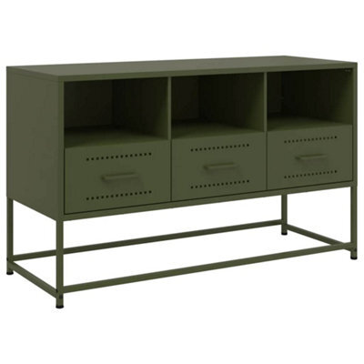 Berkfield Industrial Tv Cabinet Olive Green 100.5X39X60.5 Cm Steel - image 1