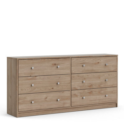 Furniture To Go May Chest Of 6 Drawers (3+3) In Jackson Hickory Oak (W) 143.1 X (H) 68.3 X (D) 31.7Cm