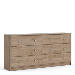 Furniture To Go May Chest Of 6 Drawers (3+3) In Jackson Hickory Oak (W) 143.1 X (H) 68.3 X (D) 31.7Cm - thumbnail 1