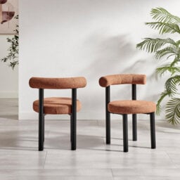 Furniturebox Uk 2X Isola Terracotta Orange Fabric Dining Chairs Black Legs - thumbnail 3
