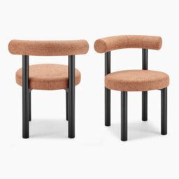 Furniturebox Uk 2X Isola Terracotta Orange Fabric Dining Chairs Black Legs - thumbnail 6