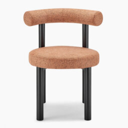 Furniturebox Uk 2X Isola Terracotta Orange Fabric Dining Chairs Black Legs - thumbnail 7