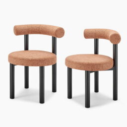 Furniturebox Uk 2X Isola Terracotta Orange Fabric Dining Chairs Black Legs - thumbnail 5