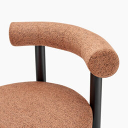 Furniturebox Uk 2X Isola Terracotta Orange Fabric Dining Chairs Black Legs - thumbnail 8
