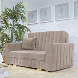 Viva Glam Ii 2 Seater Sofa Bed With Storage Modern Design Sinuous Springs Solid Wooden Legs Beige - thumbnail 2