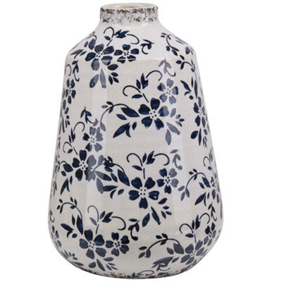Beliani Flower Vase Maroneia Stoneware 25 Cm White - image 1