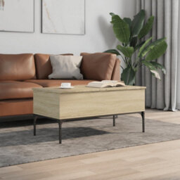 Walplus Coffee Table Sonoma Oak 100X50X45 Cm Engineered Wood And Metal - thumbnail 3