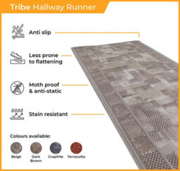 Tribe Hallway Runner Rug - Hardwearing, Non-Slip & Durable Carpet For Hall, Kitchen & Corridor - thumbnail 3