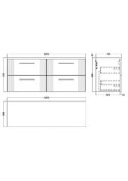 Balterley Belvide Partial Fluted 4 Drawer Wall Hung Vanity Unit With Carrera Marble Laminate Worktop - 1200mm - Satin Blue - thumbnail 6