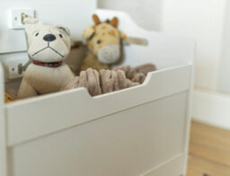 White Wooden Storage Bench & Toy Box With Hinged Lid - thumbnail 8