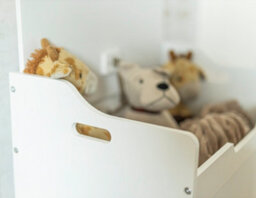 White Wooden Storage Bench & Toy Box With Hinged Lid - thumbnail 9
