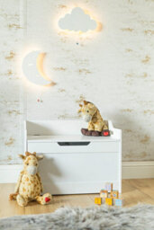 White Wooden Storage Bench & Toy Box With Hinged Lid - thumbnail 1