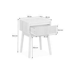 Sweeek - Wood Decor One Drawer Bedside Table (Set Of 2) Linear Walnut 39X39X55.4 Cm - thumbnail 6