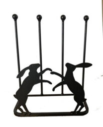 Poppy Forge 2 Pair Boot Rack - Boxing Hares - Steel - L30.4 X W38 X H48.3 Cm - Black - thumbnail 3