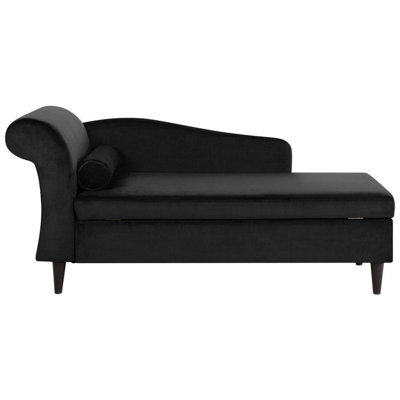 Beliani Left-Hand Chaise Longue Luiro With Storage Velvet Black - image 1