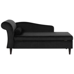 Beliani Left-Hand Chaise Longue Luiro With Storage Velvet Black