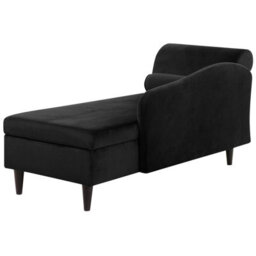 Beliani Left-Hand Chaise Longue Luiro With Storage Velvet Black - thumbnail 5