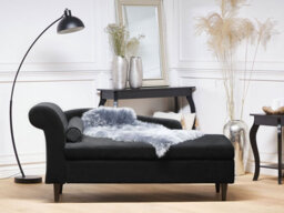 Beliani Left-Hand Chaise Longue Luiro With Storage Velvet Black - thumbnail 2