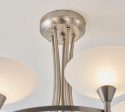Anson Lighting Rowan Satin Chrome And White Glass 5 Light Semi Flush Ceiling Fitting - thumbnail 4