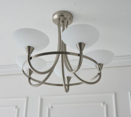 Anson Lighting Rowan Satin Chrome And White Glass 5 Light Semi Flush Ceiling Fitting - thumbnail 6