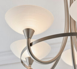 Anson Lighting Rowan Satin Chrome And White Glass 5 Light Semi Flush Ceiling Fitting - thumbnail 5