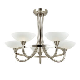 Anson Lighting Rowan Satin Chrome And White Glass 5 Light Semi Flush Ceiling Fitting - thumbnail 2