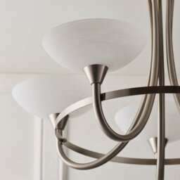 Anson Lighting Rowan Satin Chrome And White Glass 5 Light Semi Flush Ceiling Fitting - thumbnail 8