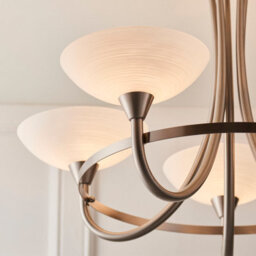 Anson Lighting Rowan Satin Chrome And White Glass 5 Light Semi Flush Ceiling Fitting - thumbnail 9