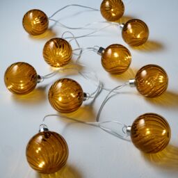 20 Warm White Brown Glass Led String Lights With Timer Function Silver Cable - thumbnail 3