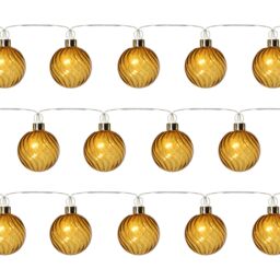 20 Warm White Brown Glass Led String Lights With Timer Function Silver Cable - thumbnail 4