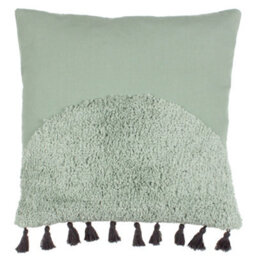 Furn. Radiance Tufted Cotton Tasselled Feather Filled Cushion - thumbnail 1