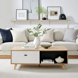 Furniturebox Uk Bisset Off-White & Wood Effect Storage Coffee Table - thumbnail 2