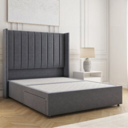 Bsspoke Hannah Divan Bed Set Steel Plush Velvet With 54Inch Headboard & No Drawers No Mattress In Single Double King 4Ft 6Ft - thumbnail 1