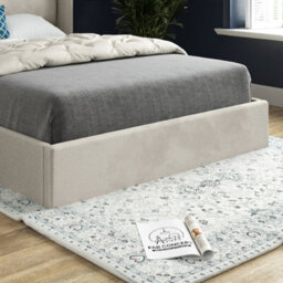 Nuno Straight Winged Upholstered Soft Velvet Bed Frame - Cream - thumbnail 3