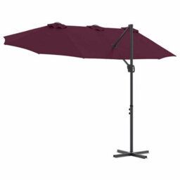 Berkfield Garden Cantilever Parasol Bordeaux Red Powder-Coated Steel - thumbnail 8