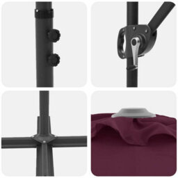 Berkfield Garden Cantilever Parasol Bordeaux Red Powder-Coated Steel - thumbnail 9